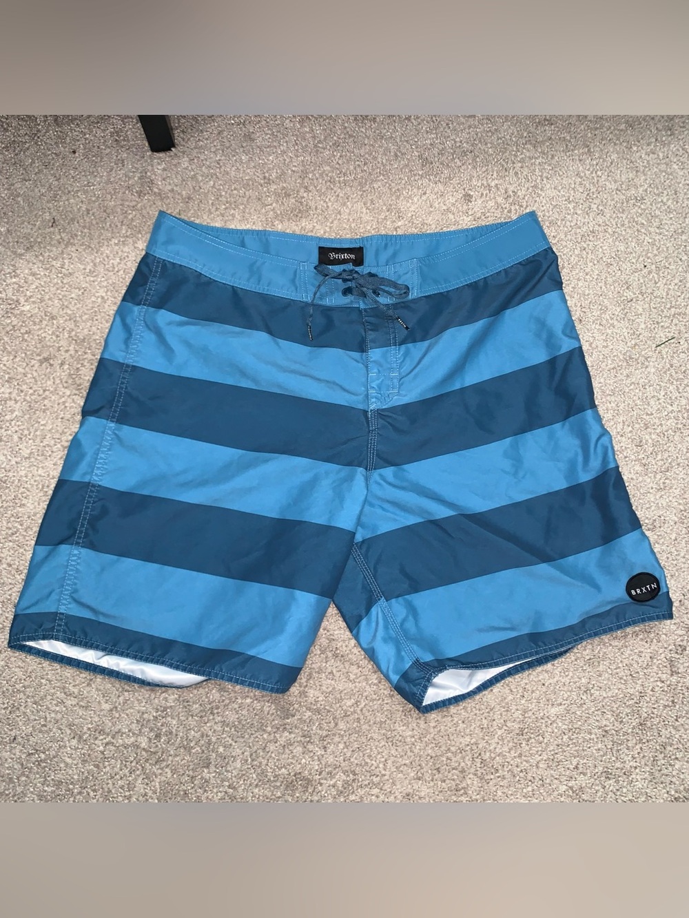 Brixton Men’s Blue Striped Swim Trunks